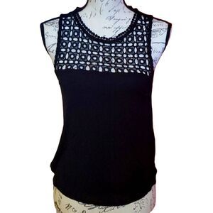 H&M Ladies Black Sleeveless Crochet Tank - Size XS